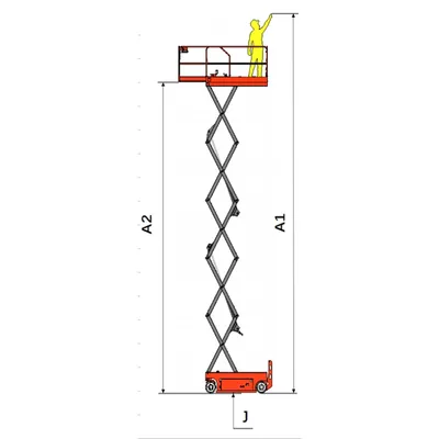 Scissor Aerial Work Platform ES120E-LI, 39' Lift Height Diagram