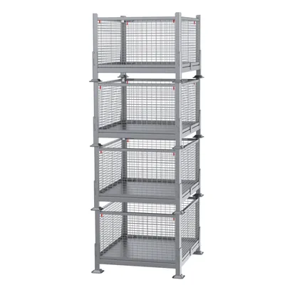 Premier Collapsible Solid Wall Wire Mesh Container Stacked