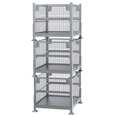 Premier Collapsible Drop Gate Wire Mesh Container Stacked