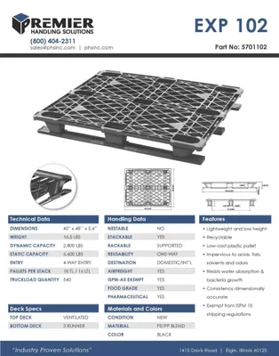 Premier Handling Solutions 5701102 export pallet shown from an alternate angle