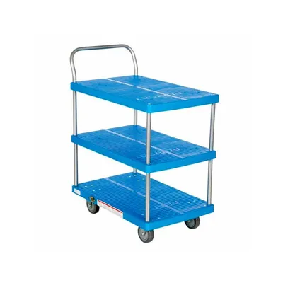 Vestil PSC-1828-3 Heavy-Duty Polyethylene Platform Truck with 2 Shelves