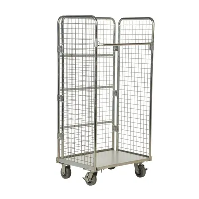 Vestil ROL-120 Galvanized Steel Foldable/Nestable Roller Container