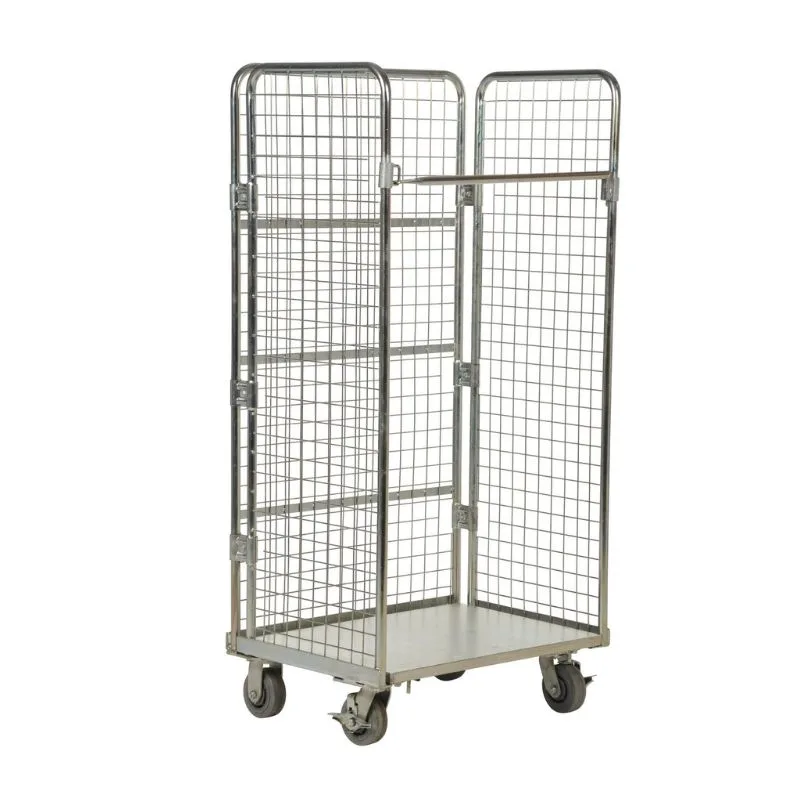 Vestil ROL-120 Galvanized Steel FoldableNestable Roller Container