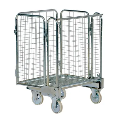 Vestil ROL-55 Galvanized Steel Foldable/Nestable Roller Container 1 Shelf