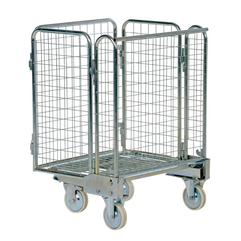 Vestil ROL-55 Galvanized Steel FoldableNestable Roller Container 1 Shelf