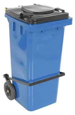 TH-32-BLU-FL BLUE POLY TRASH CAN 32 GAL W/ LID LIFT