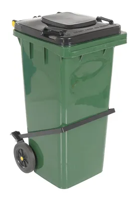 TH-32-GRN-FL GREEN POLY TRASH CAN 32 GAL W/ LID LIFT