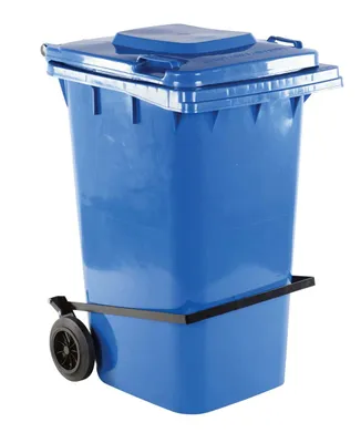 TH-64-BLU-FL BLUE POLY TRASH CAN 64 GAL W/ LID LIFT
