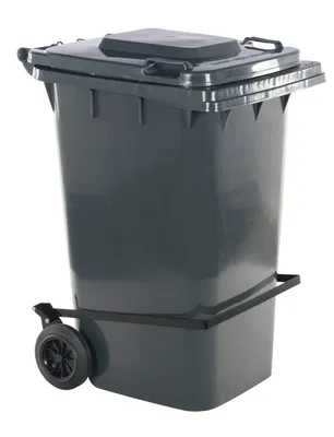 TH-64-GY-FL GRAY POLY TRASH CAN 64 GAL W/ LID LIFT