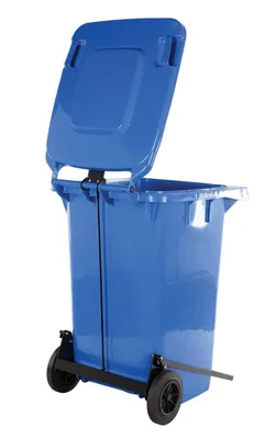 TH-95-BLU-FL trash can shown from an alternate angle