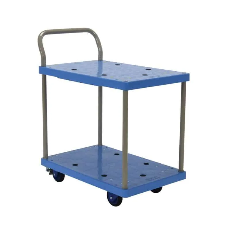 Vestil TRP-1824-2-FB Plastic Truck Double Deck with Floor Brake