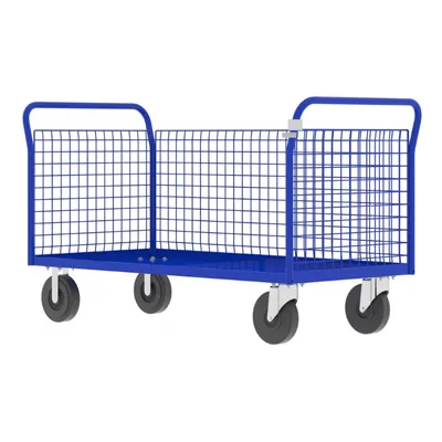 Valley Craft Blue 3-Sided Cage Cart 60x30x37 1,600 lbs. Corner View