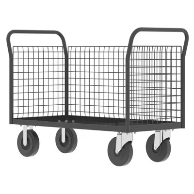 Valley Craft Gray 3-Sided Cage Cart 48x24x37 1,600 lbs. Side Corner View