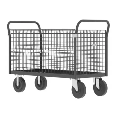 Valley Craft Gray 4-Sided Cage Cart 48x24x37 1,600 lbs. Corner Side View