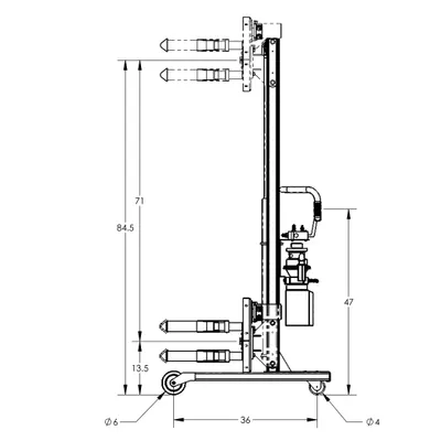 Drum Lift & Rotator Semi-Powered F88590B6, 800 lb. Cap.