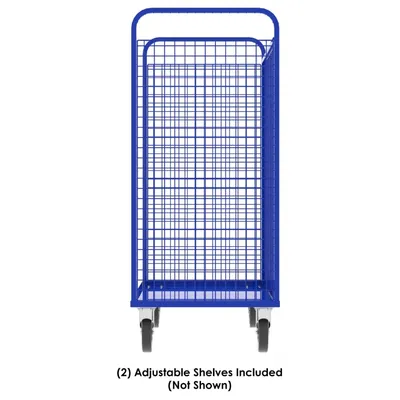 Valley Craft Blue Cage Cart (2) Adjustable Shelf 57x30x68 1,600 lbs. Side Short