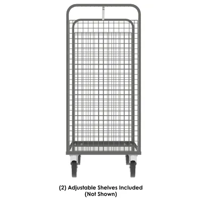 Valley Craft Gray Cage Cart 2-Sided (2) Adjustable Shelf 57x30x68 1,600 lbs. Short Side View