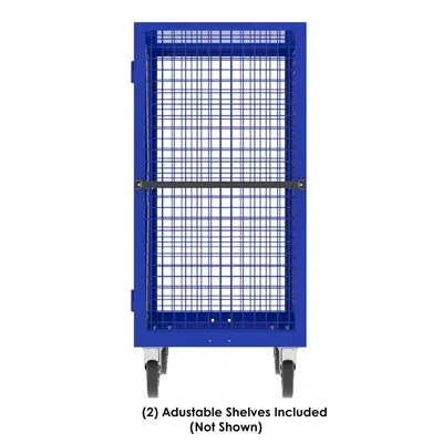 Valley Craft Blue Security Cart (2) Adjustable Shelf 60x30x66 2,000 lbs. Side View