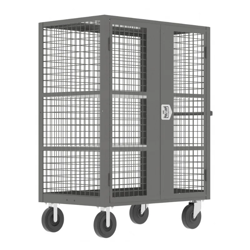 Valley Craft Gray Security Cart (2) Adjustable Shelf 48x30x66 2,000 lbs. Front View