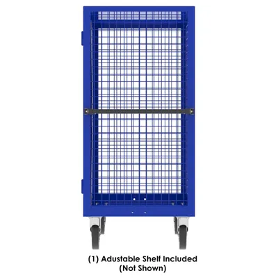 Valley Craft Blue Security Cart (1) Adjustable Shelf 48x30x66 2,000 lbs. Side View