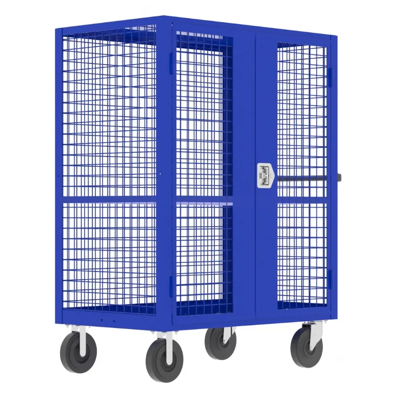Valley Craft Blue Security Cart (1) Adjustable Shelf 48x30x66 2,000 lbs. Front View