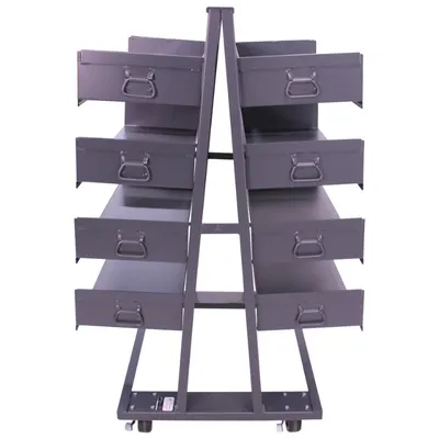 Valley Craft Heavy Duty A-Frame Cart (8) Trays With Lip 38x30x63 2,500 lbs. Side