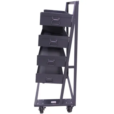 Valley Craft Heavy Duty A-Frame Cart (4) Large Trays With Lip 38x25x63 2,500 lbs. Side