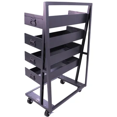 Valley Craft Heavy Duty A-Frame Cart (4) Large Trays With Lip 38x25x63 2,500 lbs. Back