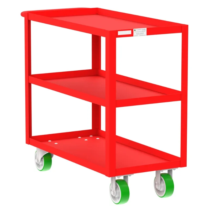 Valley Craft Red 3-Shelf Utility Cart, 36x18x36 2,000 lbs.