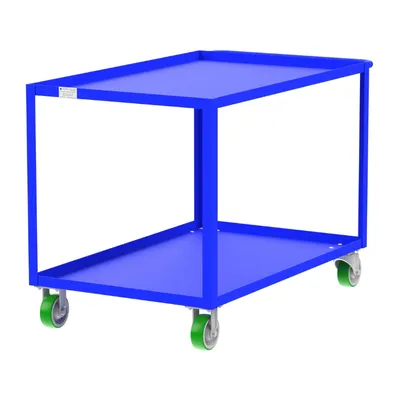 Valley Craft Blue 2-Shelf Utility Cart, 48x30x36 2,000 lbs. Corner Length View