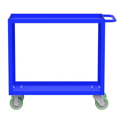 Valley Craft Blue Utility Cart 2-Shelf 36x18x36 2,000 lbs. Side View