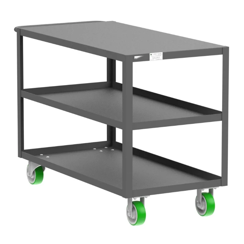 Valley Craft Gray 3-Shelf Flat Top Utility Cart, 48x24x36 2,000 lbs.