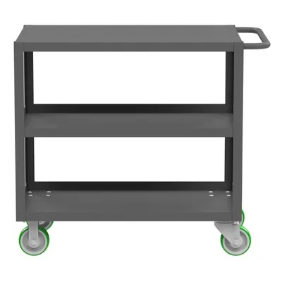 Valley Craft Gray 3-Shelf Flat Top Utility Cart, 36x24x36 2,000 lbs. Length View