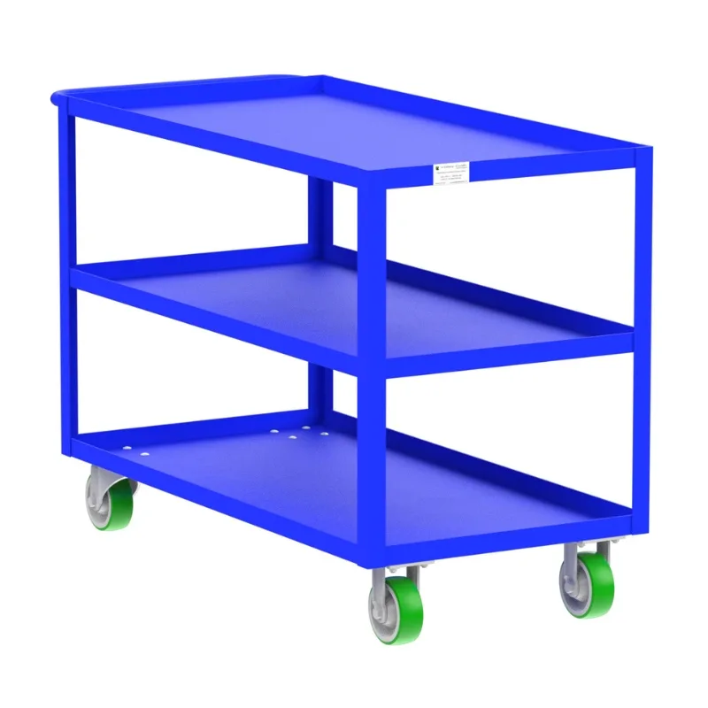 Valley Craft Blue 3-Shelf Utility Cart, 48x24x36 2,000 lbs.