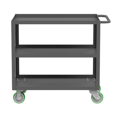 Valley Craft Gray 3-Shelf Utility Cart, 36x24x36 2,000 lbs. Length View
