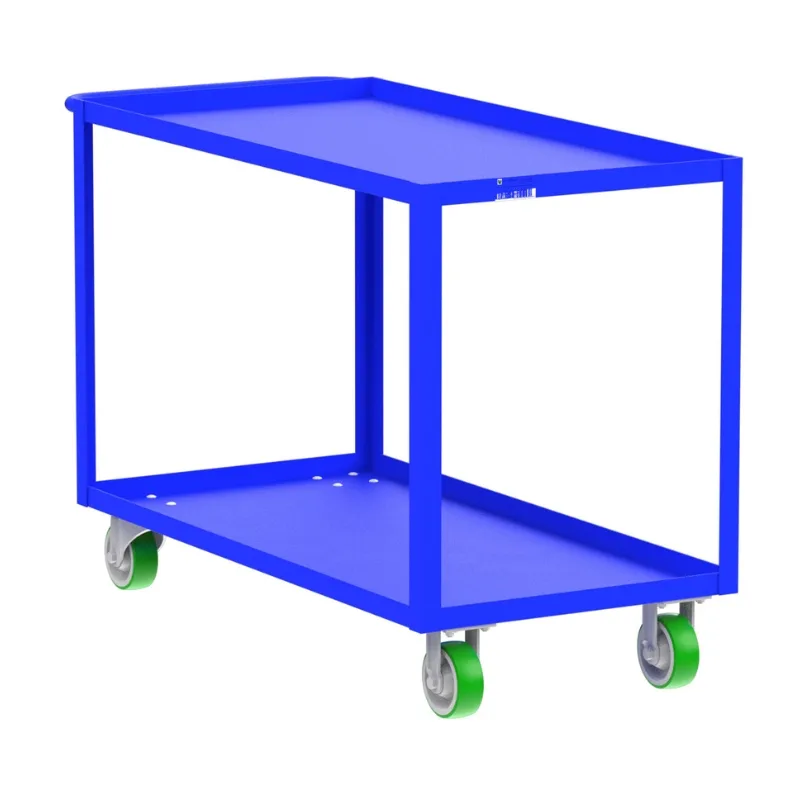Valley Craft Blue 2-Shelf Utility Cart, 48x24x36 2,000 lbs.