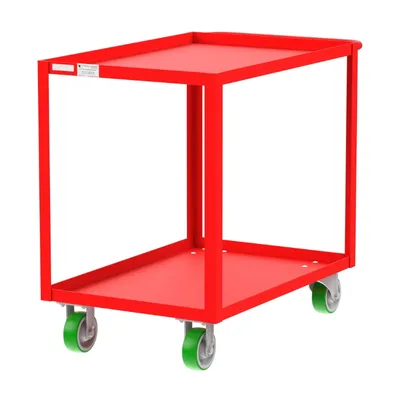 Valley Craft Red 2-Shelf Utility Cart, 36x24x36 2,000 lbs. Corner View