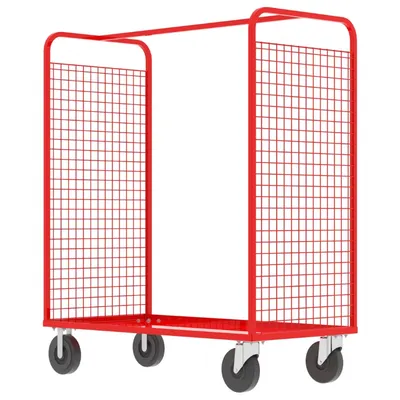 Valley Craft Red Cage Cart 2-Sided 57x30x68 1,600 lbs. Side Corner View