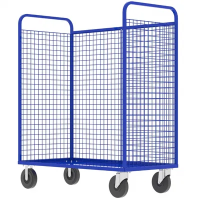 Valley Craft Blue Cage Cart 57x30x68 1,600 lbs. Side Corner View