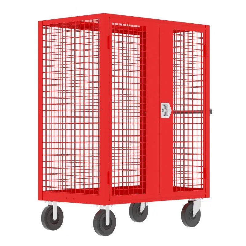Valley Craft Red Security Cart 48x30x66 2,000 lbs. Front View