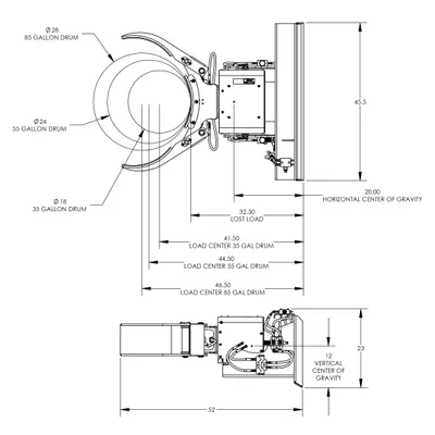 Drum Clamp Skid Steer Attachment F89698, 2,000 lb. Capacity