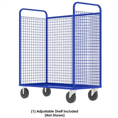 Valley Craft Blue Cage Cart (1) Adjustable Shelf 57x30x68 1,600 lbs. Side Corner