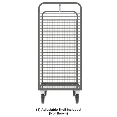 Valley Craft Grey Cage Cart 2-Sided (1) Adjustable Shelf 57x30x68 1,600 lbs. Short Side View