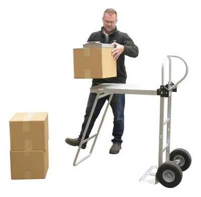 Vestil ALUM-P-TB-UFYL hand truck shown from an alternate angle