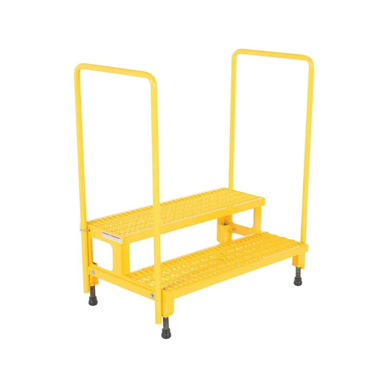Vestil ASP-36-HR Steel Adjustable Step Mate Stand 2 Step with Handrails