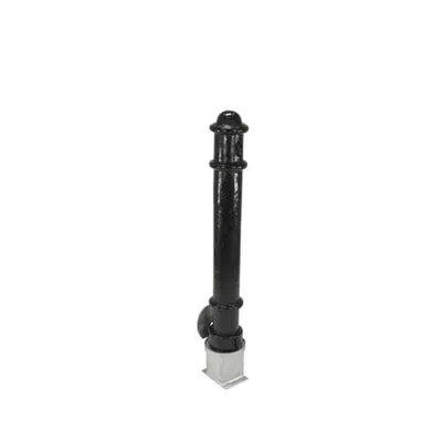 Vestil BOL-OR-40-BK Steel Underground Removable Ornamental Bollard