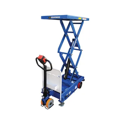 Vestil CART-1000D-DC-CTD Steel Double Powered Drive and Powered Lift Hydraulic Double Scissor Cart