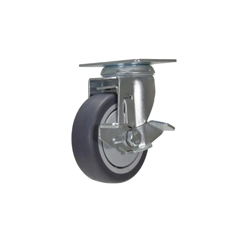 Vestil CST-B28-4X1TPR-SWB Thermoplastic Rubber Swivel With Brake Caster