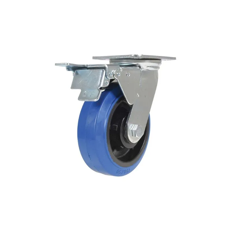Vestil CST-BB-6X2ER-SWTB Elastic Rubber Swivel With Total Brake Caster (1)
