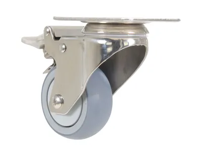 Vestil CST-E-SS-3X1TPR-SWTB Thermoplastic Rubber Swivel With Total Brake Caster 2